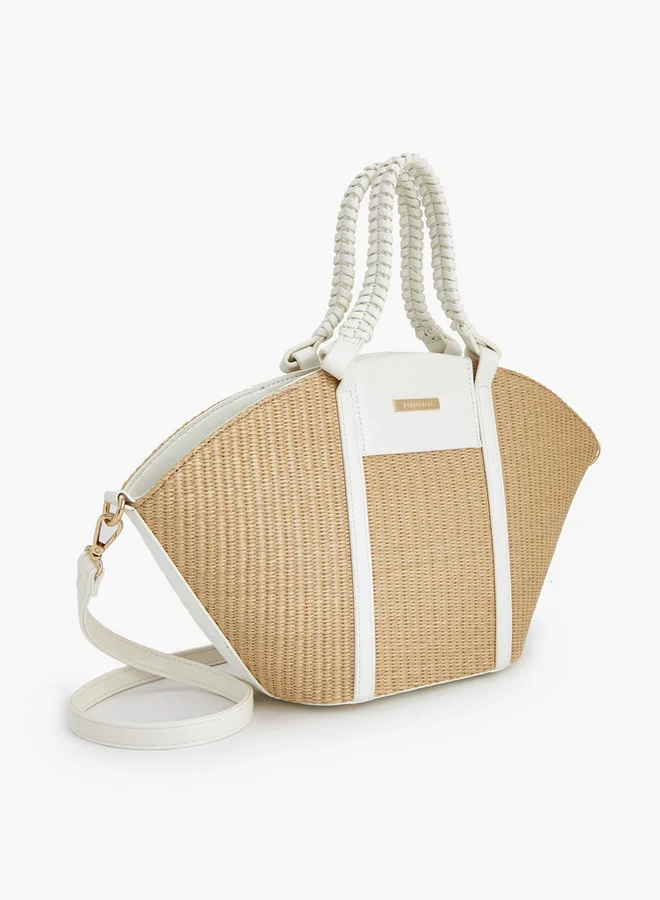 Peppermint WHITE Textured Tote Bag With Double Handle for Women | Best Price UAE